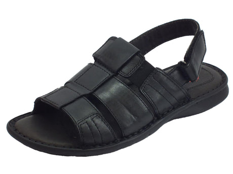 Zen Sandali aperti in pelle Zen per uomo nero chiusura a strappo Nero