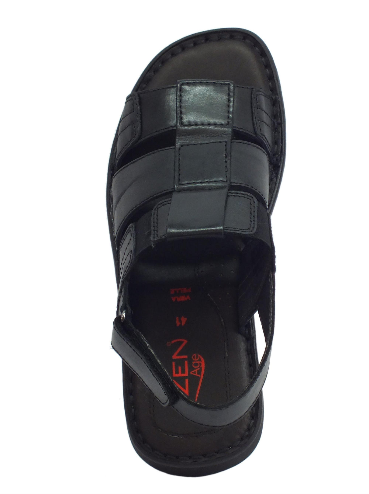 Zen Sandali aperti in pelle Zen per uomo nero chiusura a strappo Nero