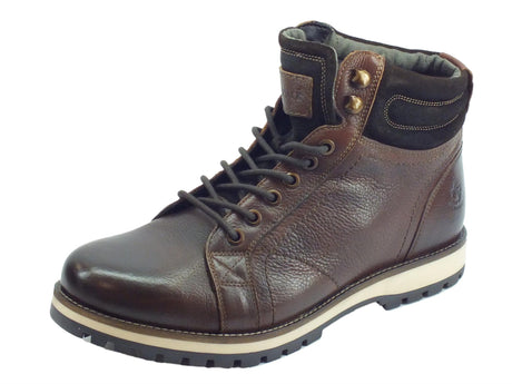 Lumberjack Lumberjack scarponcini uomo ROMAN in pelle testa di moro con colletto scamosciato Brown