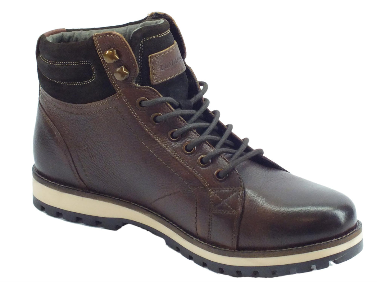 Lumberjack Lumberjack scarponcini uomo ROMAN in pelle testa di moro con colletto scamosciato Brown