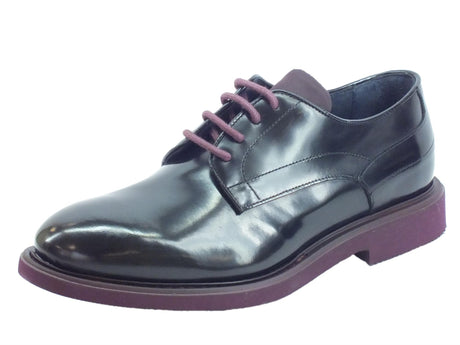 Mercanti Fiorentini Scarpe Mercanti Fiorentini per uomo in pelle nera abrasivata nera dettagli prugna Nero