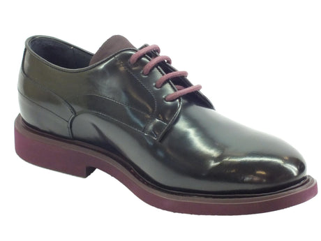 Mercanti Fiorentini Scarpe Mercanti Fiorentini per uomo in pelle nera abrasivata nera dettagli prugna Nero