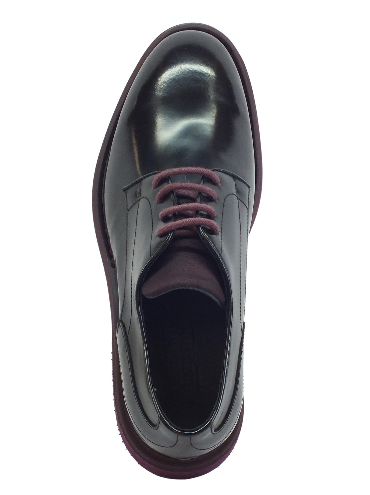 Mercanti Fiorentini Scarpe Mercanti Fiorentini per uomo in pelle nera abrasivata nera dettagli prugna Nero