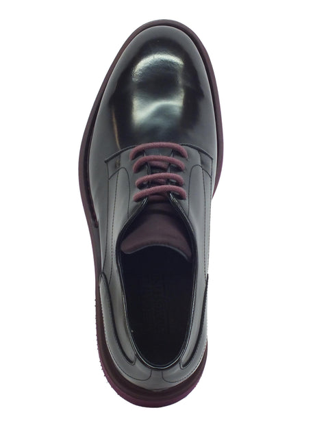 Mercanti Fiorentini Scarpe Mercanti Fiorentini per uomo in pelle nera abrasivata nera dettagli prugna Nero