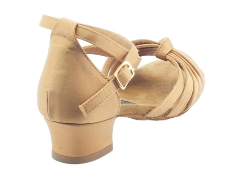 Vitiello dance shoes Scarpe da ballo latino-americano per bambina in raso colore tanganica con tacco 20 tanganica