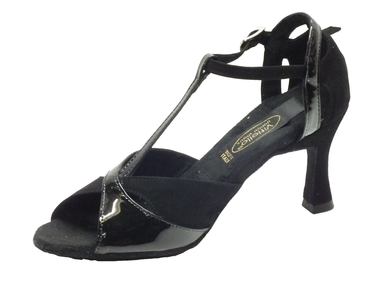 Vitiello dance shoes Scarpe da ballo Latino-Americano per donna in camoscio nero con tacco 70N Nero