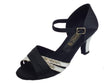 Vitiello dance shoes Scarpa da donna per ballo latino-americano in raso nero e satinato argento Nero/Argento