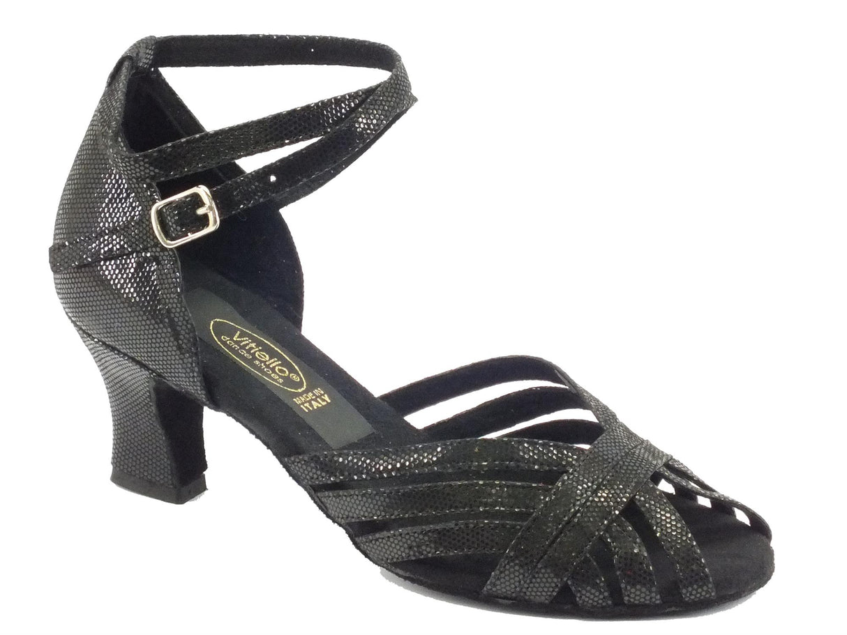 Vitiello dance shoes Scarpe da ballo latino americano per donna satinato nero tacco 50E Nero