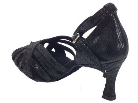 Vitiello dance shoes Scarpe da ballo latino americano per donna satinato nero tacco 70N Nero