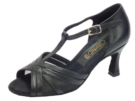 Vitiello dance shoes Scarpa da donna per ballo latino-americano nappa e rete colore nero Nero