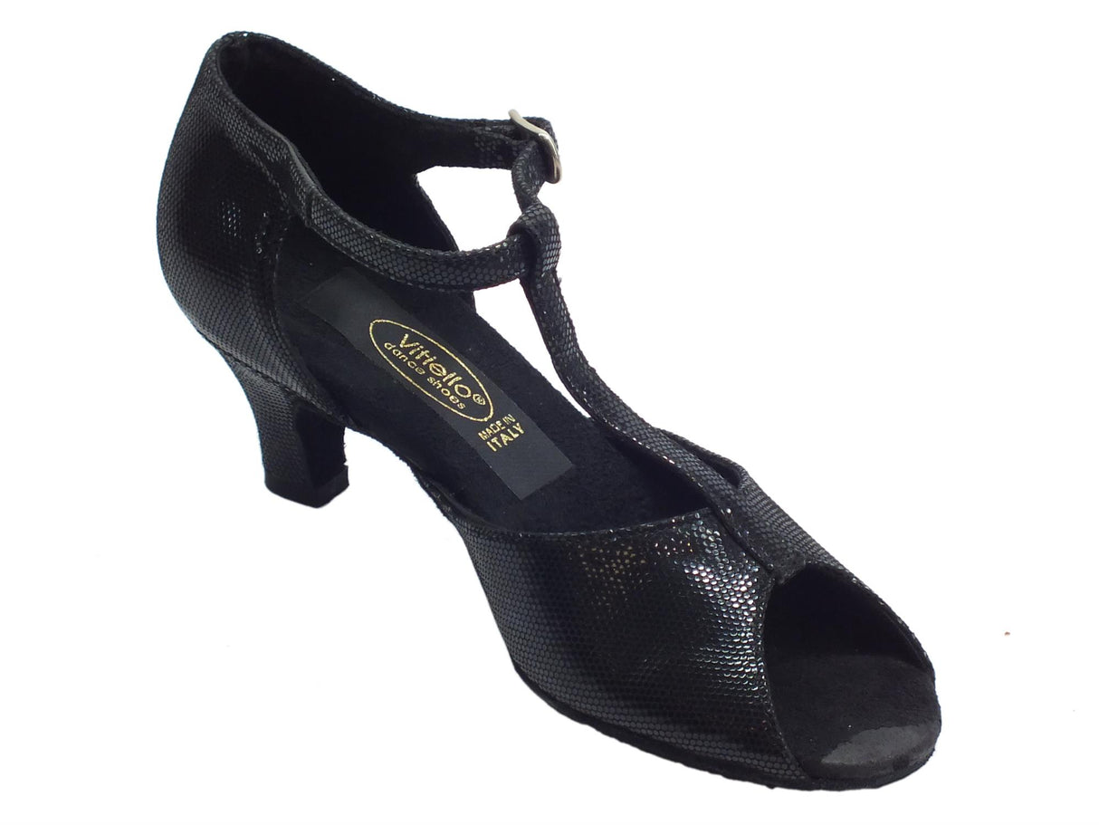 Vitiello dance shoes Scarpe da ballo donna latino in satinato nero con tacco 50R nero