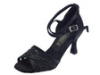 Vitiello dance shoes Scarpa da donna per ballo latino-americano nappa satinato nero e rete colore nero tacco 70N Nero