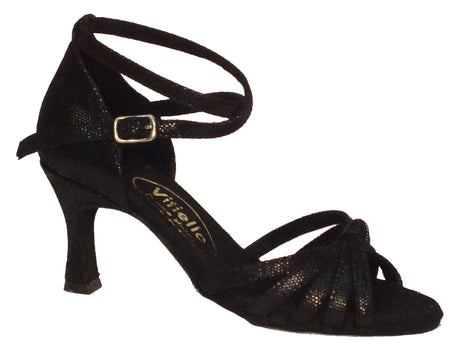 Vitiello dance shoes Scarpa da donna per ballo latino-americano incrociato satinato nero Nero