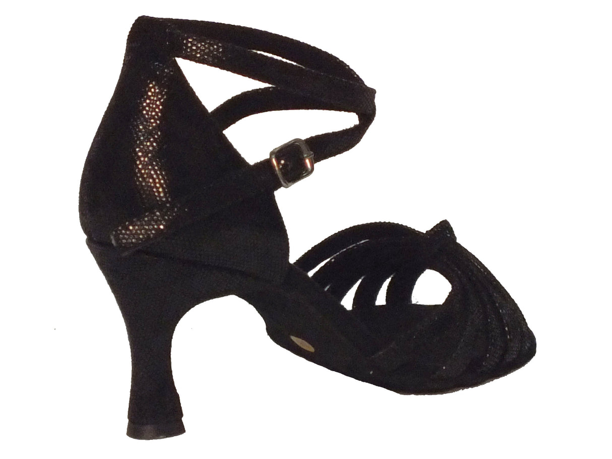 Vitiello dance shoes Scarpa da donna per ballo latino-americano incrociato satinato nero Nero