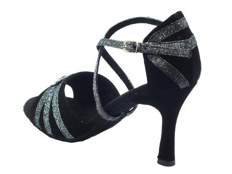 Vitiello dance shoes Scarpe da ballo donna per dnze latino-americane in camoscio nero tacco alto Nero