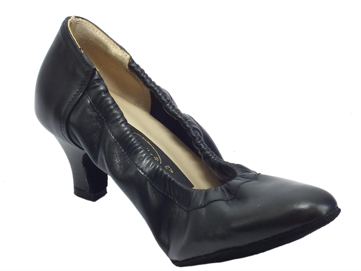 Vitiello dance shoes Scarpa da donna per ballo standard modello decoltè in nappa nera tacco 50R Nero