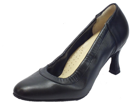 Vitiello dance shoes Scarpa da donna per ballo standard modello decoltè in nappa nera tacco 70N Nero