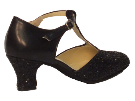 Vitiello dance shoes Scarpa da donna per ballo standard in nappa e cristallo colore nero tacco 50E Nero