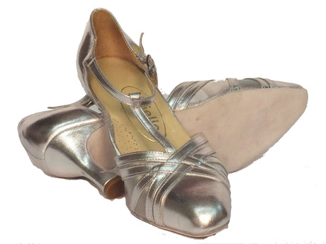 Vitiello dance shoes Scarpa da donna per ballo standard nappa e rete colore argento Argento