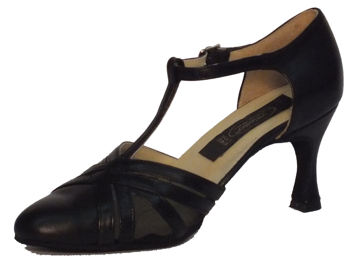 Vitiello dance shoes Scarpa da donna per ballo standard nappa e rete colore nero Nero