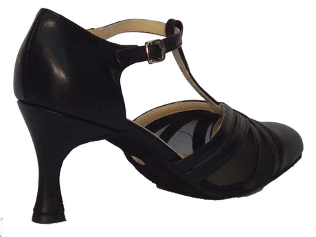 Vitiello dance shoes Scarpa da donna per ballo standard nappa e rete colore nero Nero