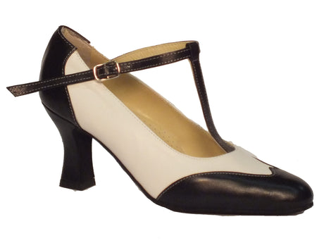 Vitiello dance shoes Scarpa da donna per ballo standard capretto bianco e nero Bianco/Nero