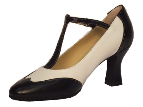 Vitiello dance shoes Scarpa da donna per ballo standard capretto bianco e nero Bianco/Nero