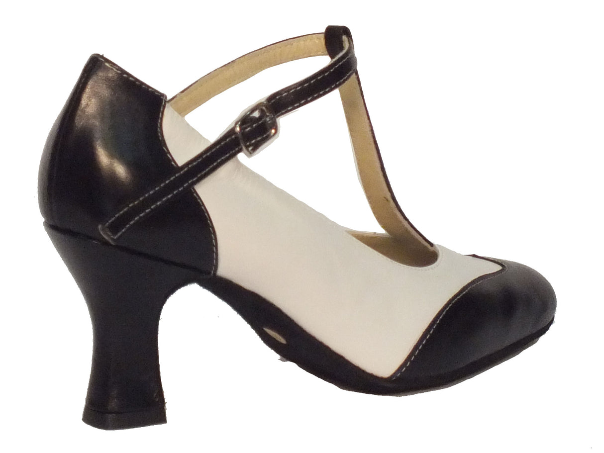Vitiello dance shoes Scarpa da donna per ballo standard capretto bianco e nero Bianco/Nero