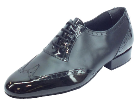 Vitiello dance shoes Scarpa da ballo per uomo in nappa e verniciato nero tacco 2cm Nero