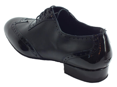 Vitiello dance shoes Scarpa da ballo per uomo in nappa e verniciato nero tacco 2cm Nero