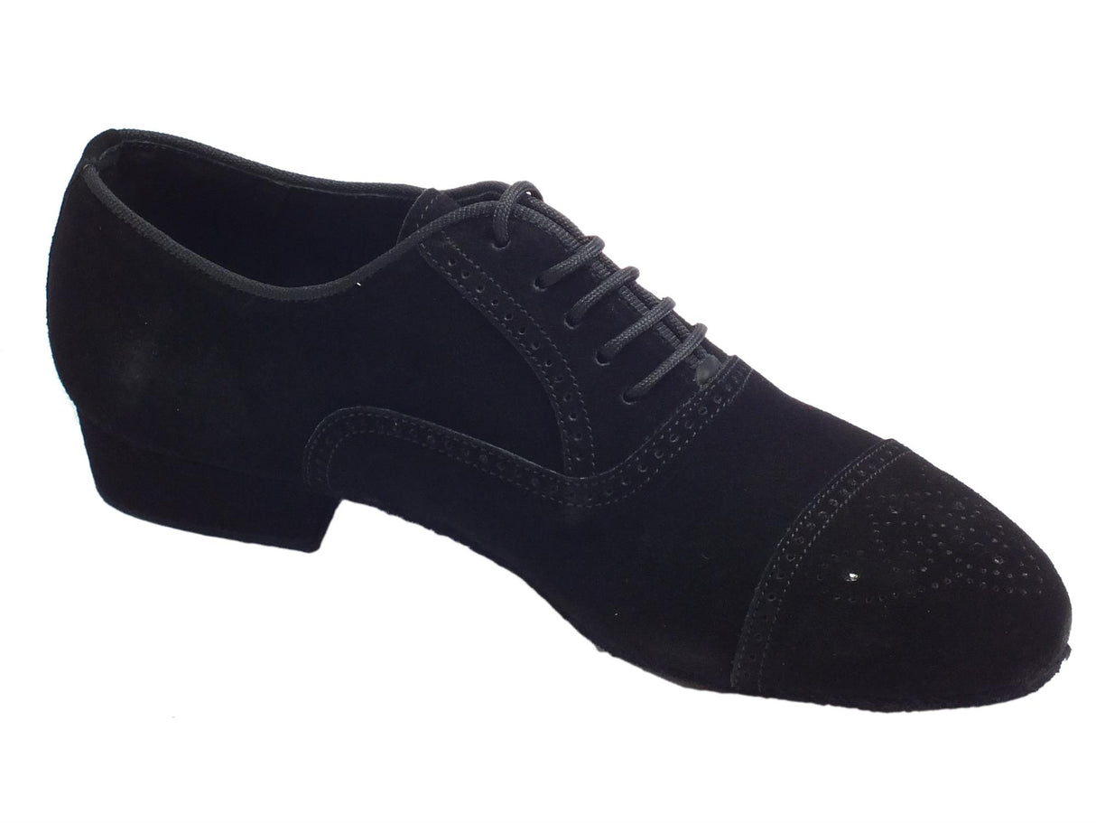 Vitiello dance shoes Scarpa da ballo per uomo in nabuk nero tacco 2cm Nero