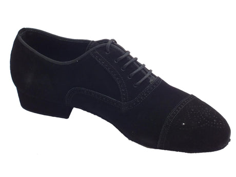 Vitiello dance shoes Scarpa da ballo per uomo in nabuk nero tacco 2cm Nero