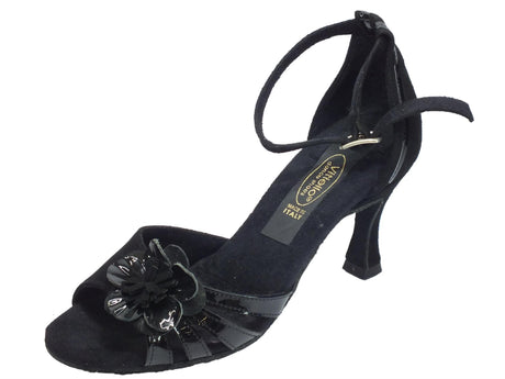 Vitiello dance shoes Scarpe da ballo tango per donna in camoscio e verniciato nero tacco 70N Nero