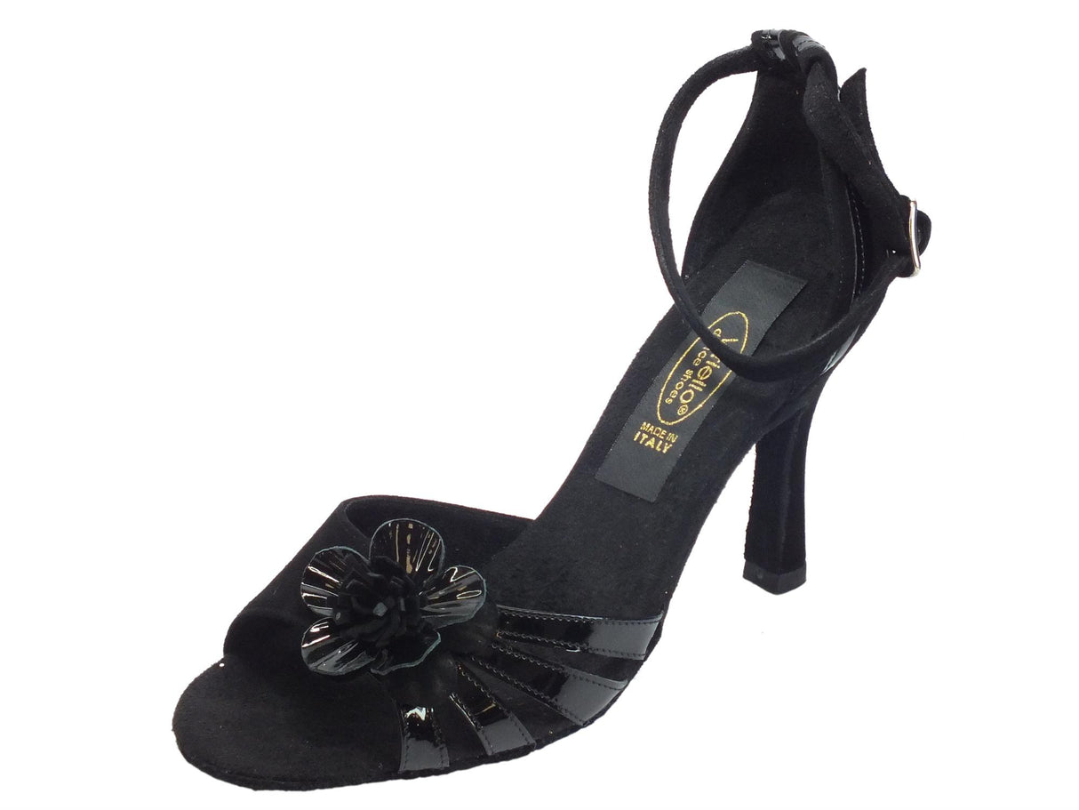 Vitiello dance shoes Scarpa da donna per ballo tango in camoscio e verniciato nero tacco 90A Nero
