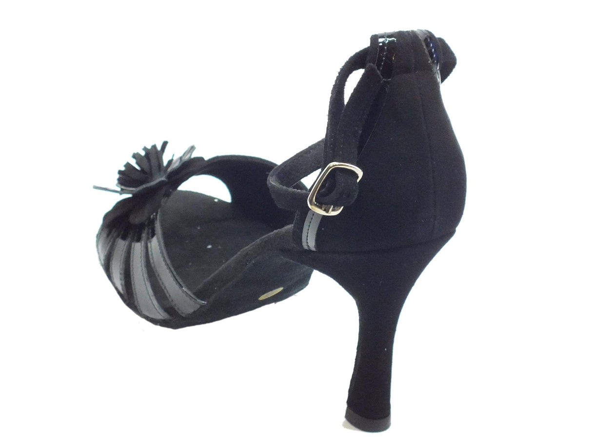 Vitiello dance shoes Scarpa da donna per ballo tango in camoscio e verniciato nero tacco 90A Nero