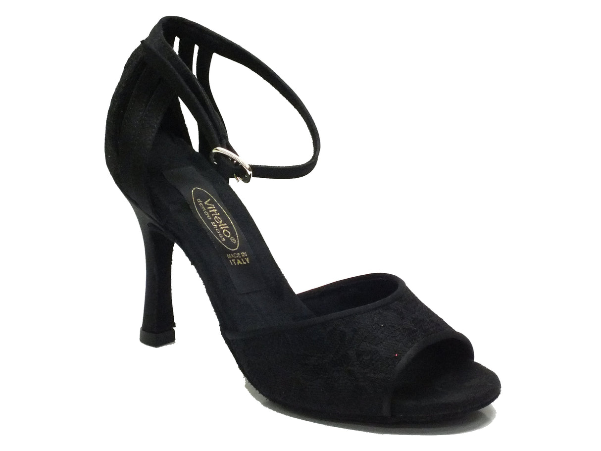 Vitiello dance shoes Scarpa da donna per ballo tango in macramè nero nero
