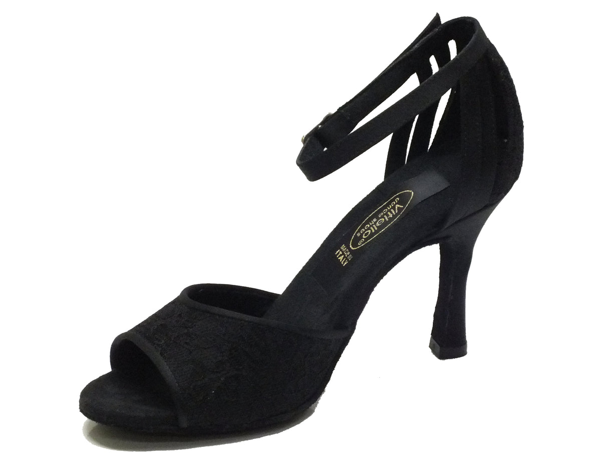 Vitiello dance shoes Scarpa da donna per ballo tango in macramè nero nero